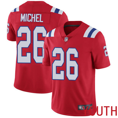 New England Patriots Football #26 Vapor Untouchable Limited Red Youth Sony Michel Alternate NFL Jersey